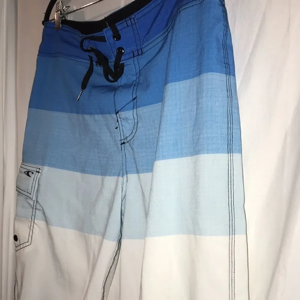 O'Neill‎ Men's Blue White Color Block Drawstrings Swim Shorts Size 30